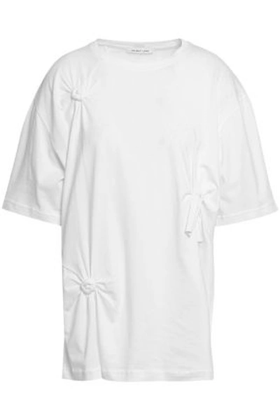 Shop Helmut Lang Woman Oversized Knotted Cotton-jersey T-shirt White