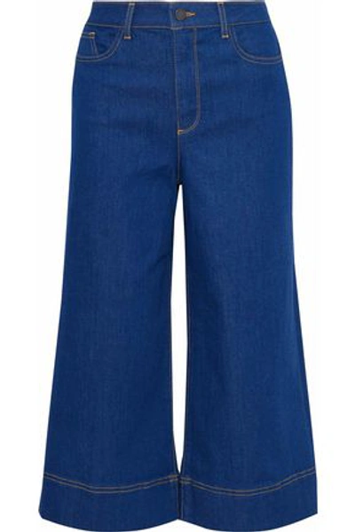 Shop Alice And Olivia Alice + Olivia Woman Cropped High-rise Wide-leg Jeans Blue