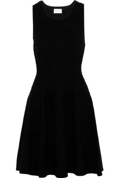 Shop Milly Woman Jacquard-knit Mini Dress Black