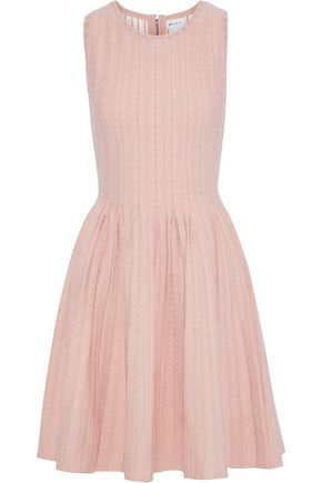 Milly Woman Pleated Polka-dot Jacquard-knit Dress Pastel Pink | ModeSens