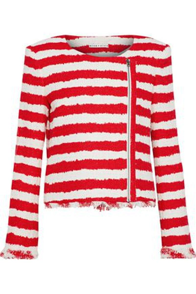 Shop Alice And Olivia Alice + Olivia Woman Stanton Striped Tweed Jacket Red