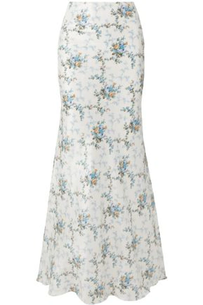 Shop Brock Collection Woman Sophie Floral-print Silk-taffeta Maxi Skirt Ivory