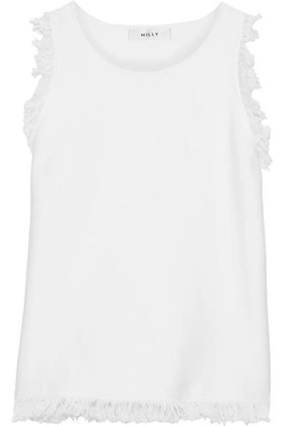 Shop Milly Woman Frayed Cotton Top White