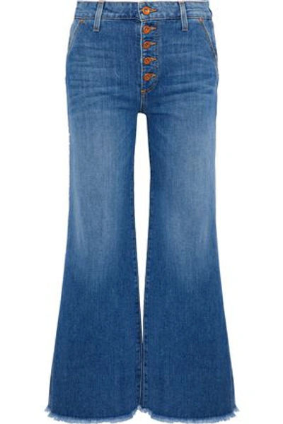 Shop Alice And Olivia Alice + Olivia Woman Cropped High-rise Wide-leg Jeans Light Denim