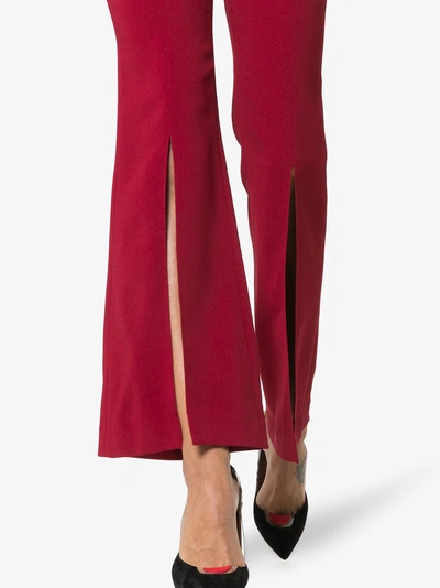 Shop Roland Mouret Parkgate Split Hem Trousers In Red