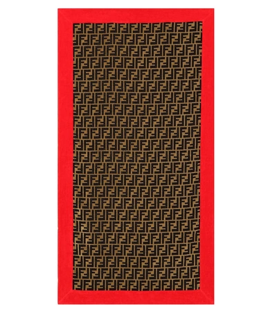 Shop Fendi Cotton Towel In Brown