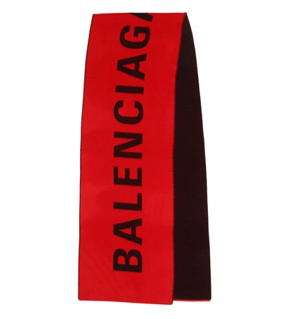 Shop Balenciaga Wool Scarf In Red