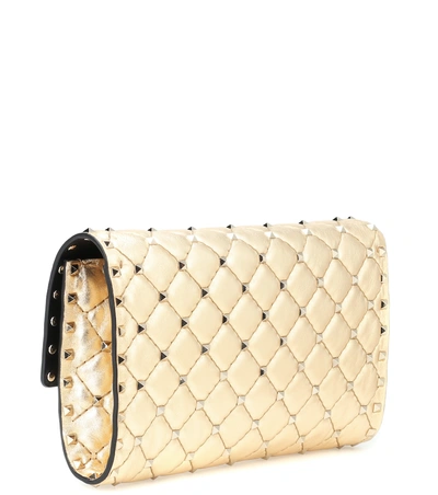 Shop Valentino Rockstud Spike Leather Shoulder Bag In Gold