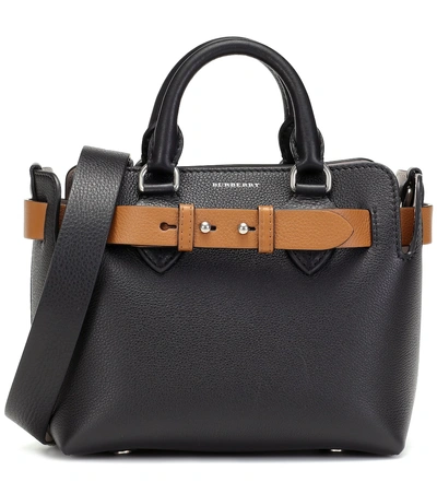 Shop Burberry The Belt Mini Leather Tote In Black