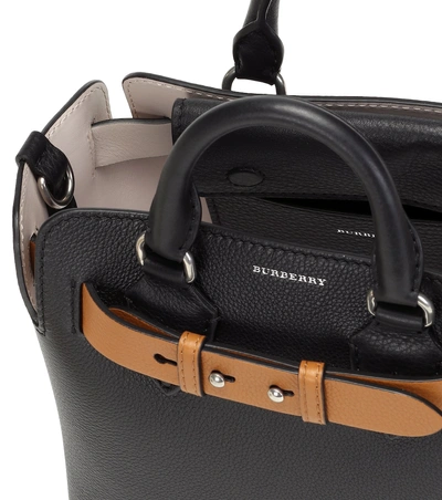 Shop Burberry The Belt Mini Leather Tote In Black