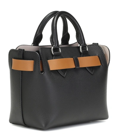 Shop Burberry The Belt Mini Leather Tote In Black