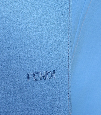 Shop Fendi Wool And Fur Trench Coat In Blue