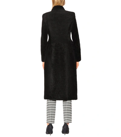 Shop Balenciaga Fur Coat In Black