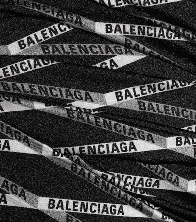 Shop Balenciaga Monogram Off-the-shoulder Minidress In Black