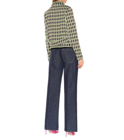 Shop Prada Technical Jacquard Knitted Jacket In Green