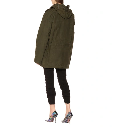 Shop Vetements Waxed Cotton Parka In Green