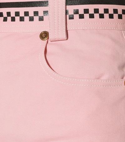 Shop Versace Printed High-rise Straight Jeans In Pink