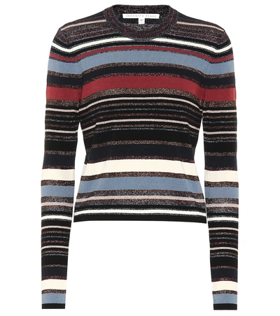 Shop Veronica Beard Palmas Striped Metallic Sweater In Multicoloured