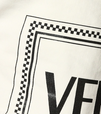 Shop Versace Vintage Logo Denim Shorts In White