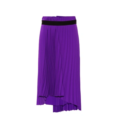 Shop Balenciaga Asymmetric Pleated Skirt In Purple