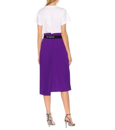 Shop Balenciaga Asymmetric Pleated Skirt In Purple