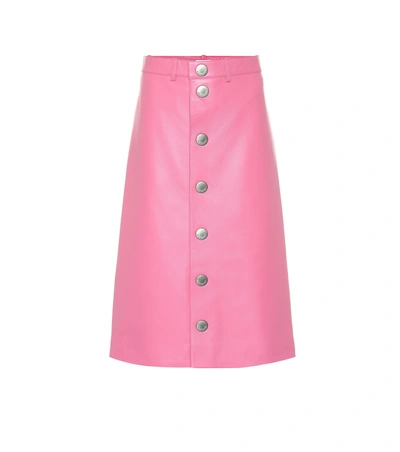 Shop Balenciaga Leather Midi Skirt In Pink