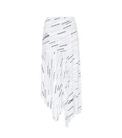 Shop Balenciaga Printed Jersey Midi Skirt In White