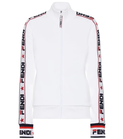 Shop Fendi Mania Cotton-blend Jacket In White