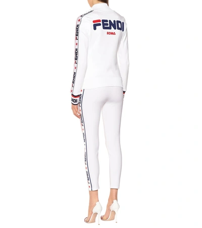 Shop Fendi Mania Cotton-blend Jacket In White
