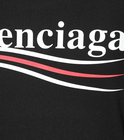 Shop Balenciaga Logo Cotton T-shirt In Black