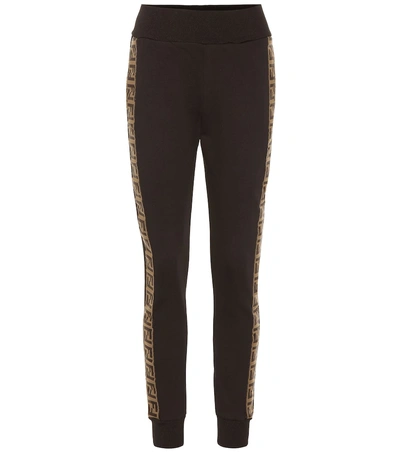 Shop Fendi Cotton Jersey Trackpants In Black