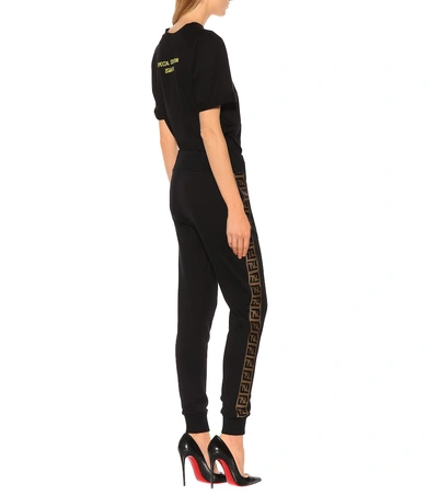 Shop Fendi Cotton Jersey Trackpants In Black