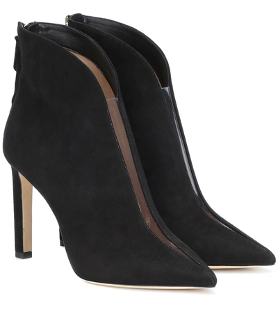 Shop Jimmy Choo Bowie 100 Suede Ankle Boots In Black