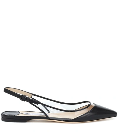 Shop Jimmy Choo Erin Leather Slingback Ballet Flats In Black