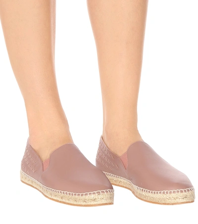 Shop Bottega Veneta Intrecciato Leather Espadrilles In Pink