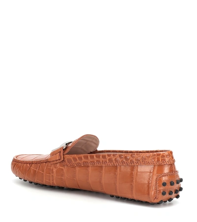 Shop Tod's Gommino Leather Loafers In Brown