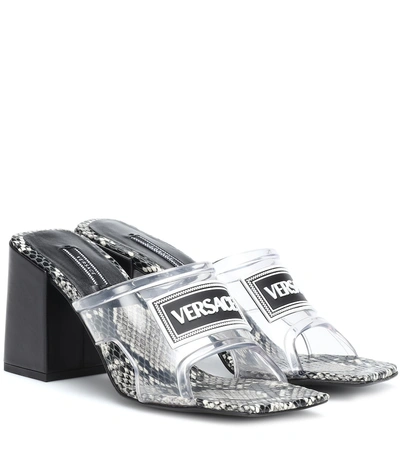 Versace Leather And Pvc Sandals In D99oh Clear | ModeSens