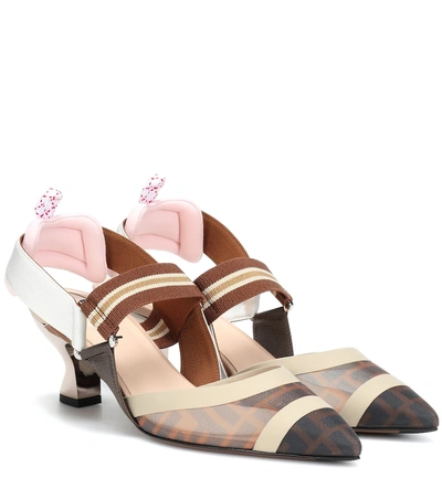 Shop Fendi Colibrì Slingback Kitten Heel Pumps In Multicoloured