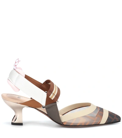 Shop Fendi Colibrì Slingback Kitten Heel Pumps In Multicoloured