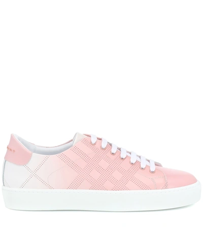 Shop Burberry Leather Sneakers In Pink