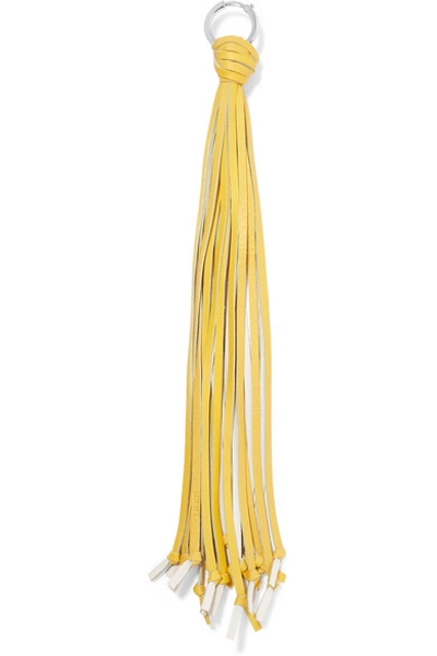 Shop Loewe Fringed Leather Bag Charm In Yellow