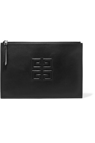 Shop Givenchy Embossed Leather Pouch In Black