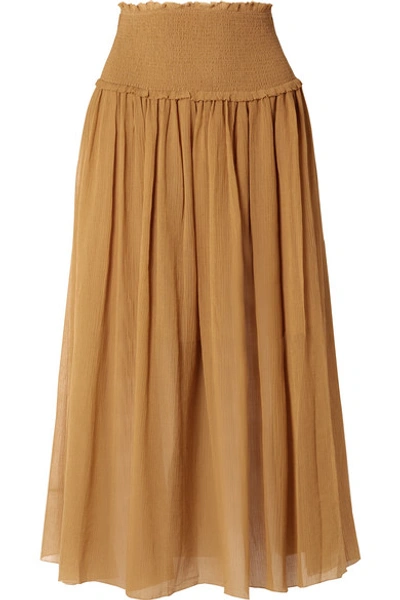 Shop Zimmermann Primrose Cotton And Silk-blend Plissé Skirt In Mustard