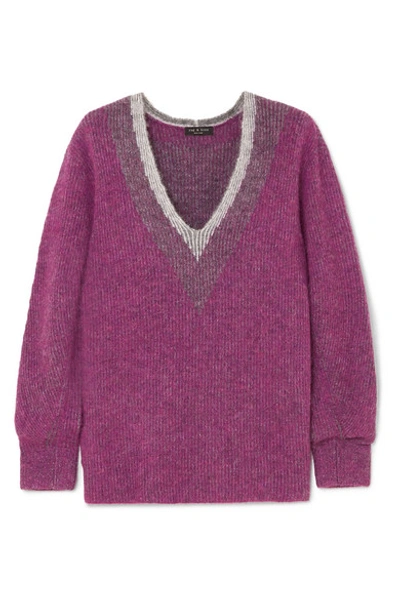 Shop Rag & Bone Jonie Brushed Knitted Sweater In Purple