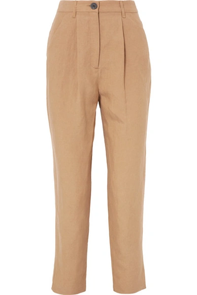 Shop Mara Hoffman Dita Tencel And Linen-blend Straight-leg Pants In Beige