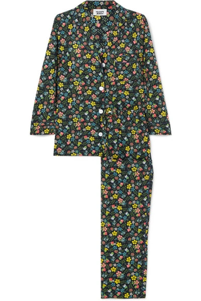 Shop Sleepy Jones Marina Floral-print Cotton Pajama Set In Green