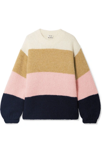 Shop Acne Studios Kazia Oversized Striped Knitted Sweater In Cream