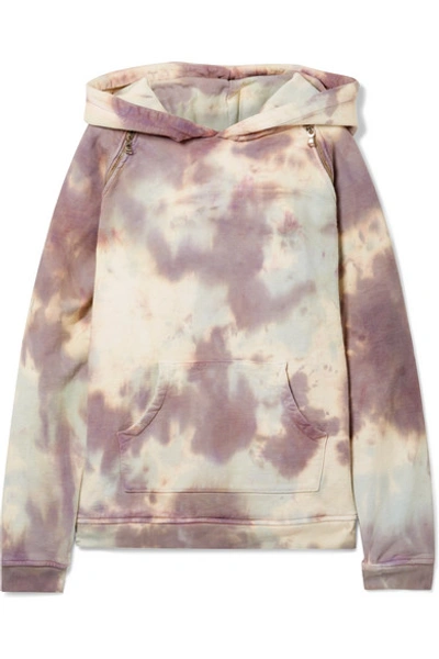 Shop Tre By Natalie Ratabesi The Brigitte Embellished Tie-dyed Cotton-terry Hoodie In Lilac