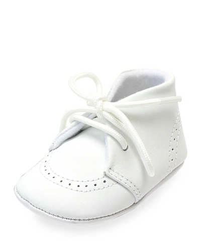 Shop L'amour Shoes Boy's Benny Leather Brogue Oxford Crib Shoes, Baby In White