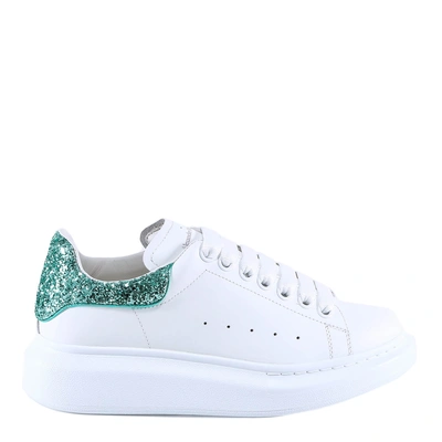 Shop Alexander Mcqueen Glitter Oversize Low Top Sneakers In White